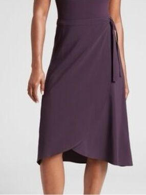 Athleta Deep Plum Wrap Midi Skirt